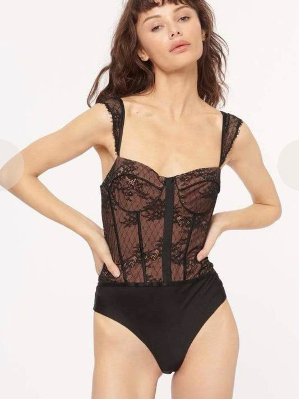 Cami NYC Sean Lace Black Lace Corset Bodysuit Size Small